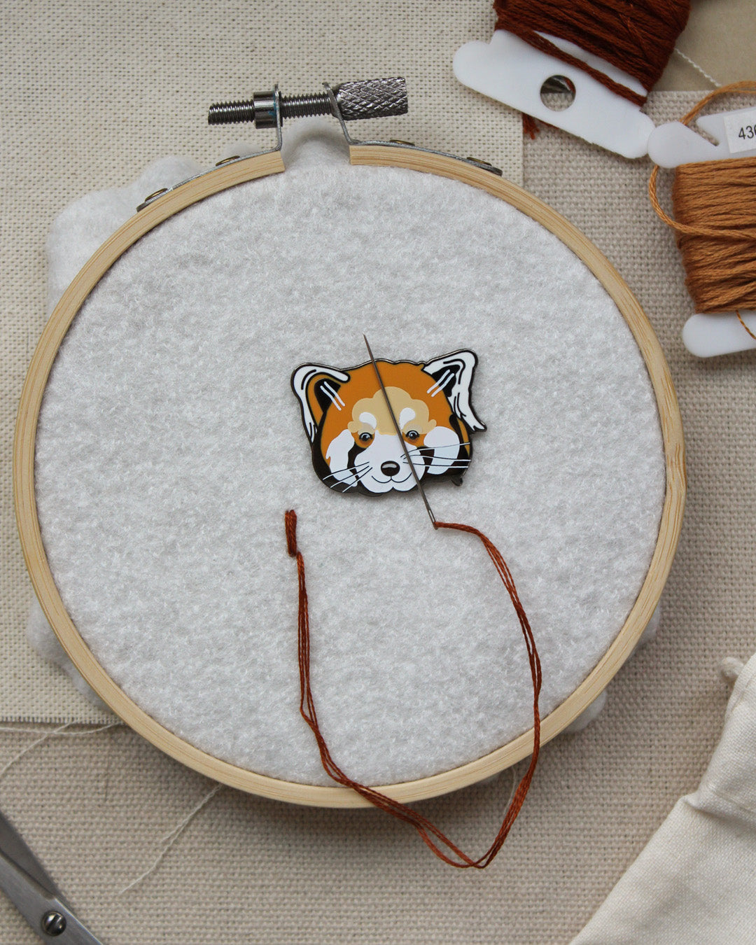Red Panda Magnetic Needle Minder Pin