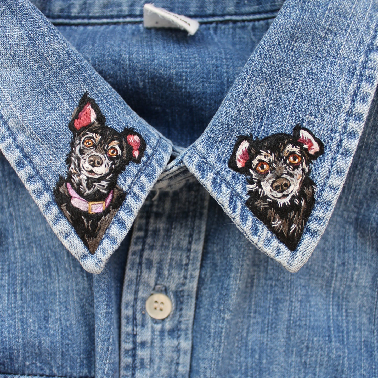 Embroidery of a dog on a collar