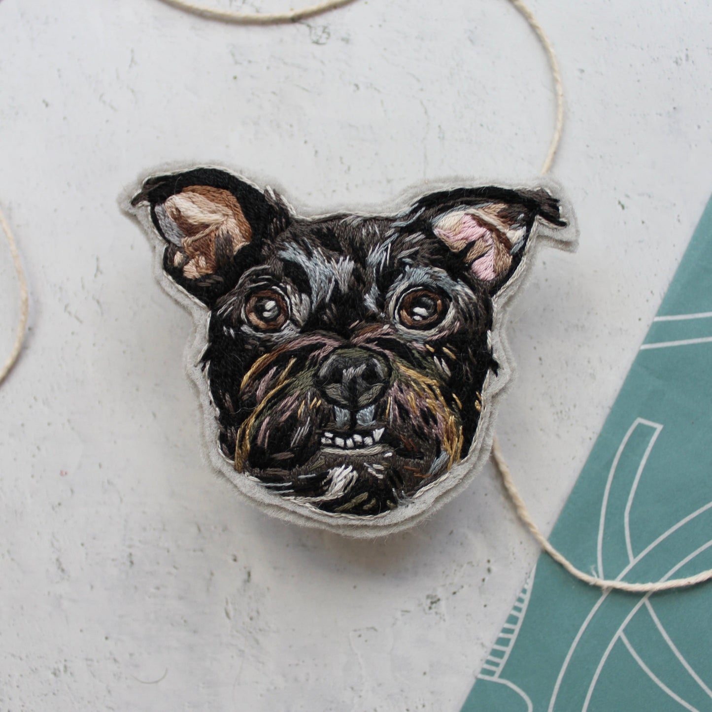 Custom Embroidered Pet Portrait Patch + Digital Drawing