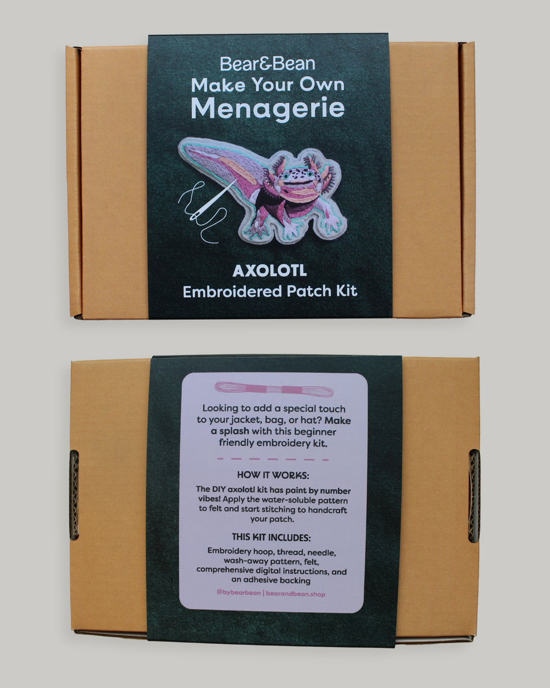 Axolotl Embroidered Patch Kit