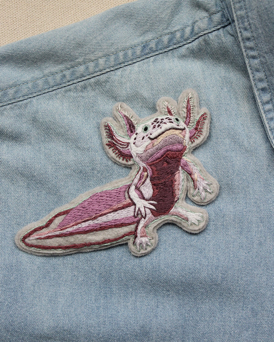 Axolotl Embroidered Patch Kit