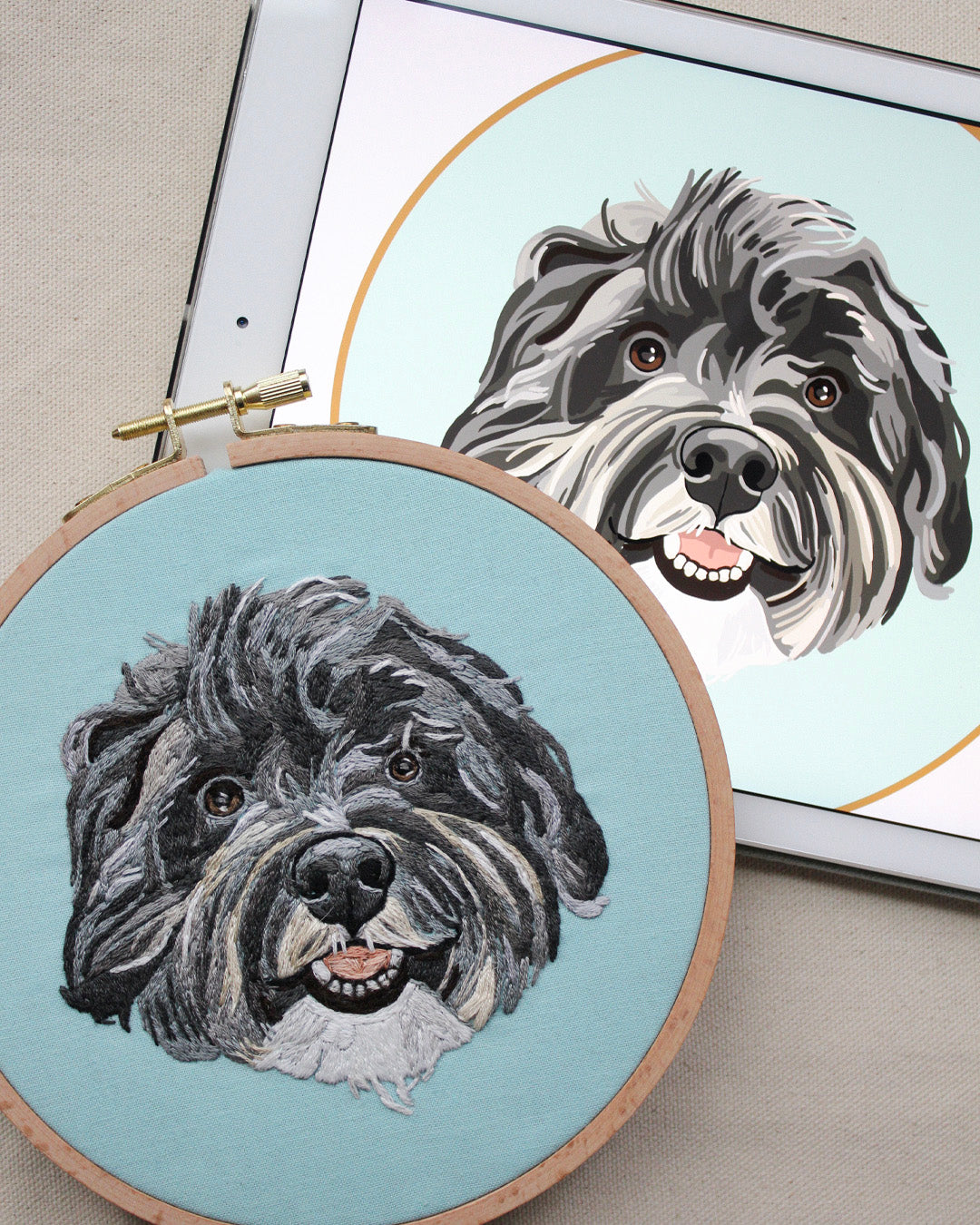 Embroidered Custom Pet Portrait in Hoop