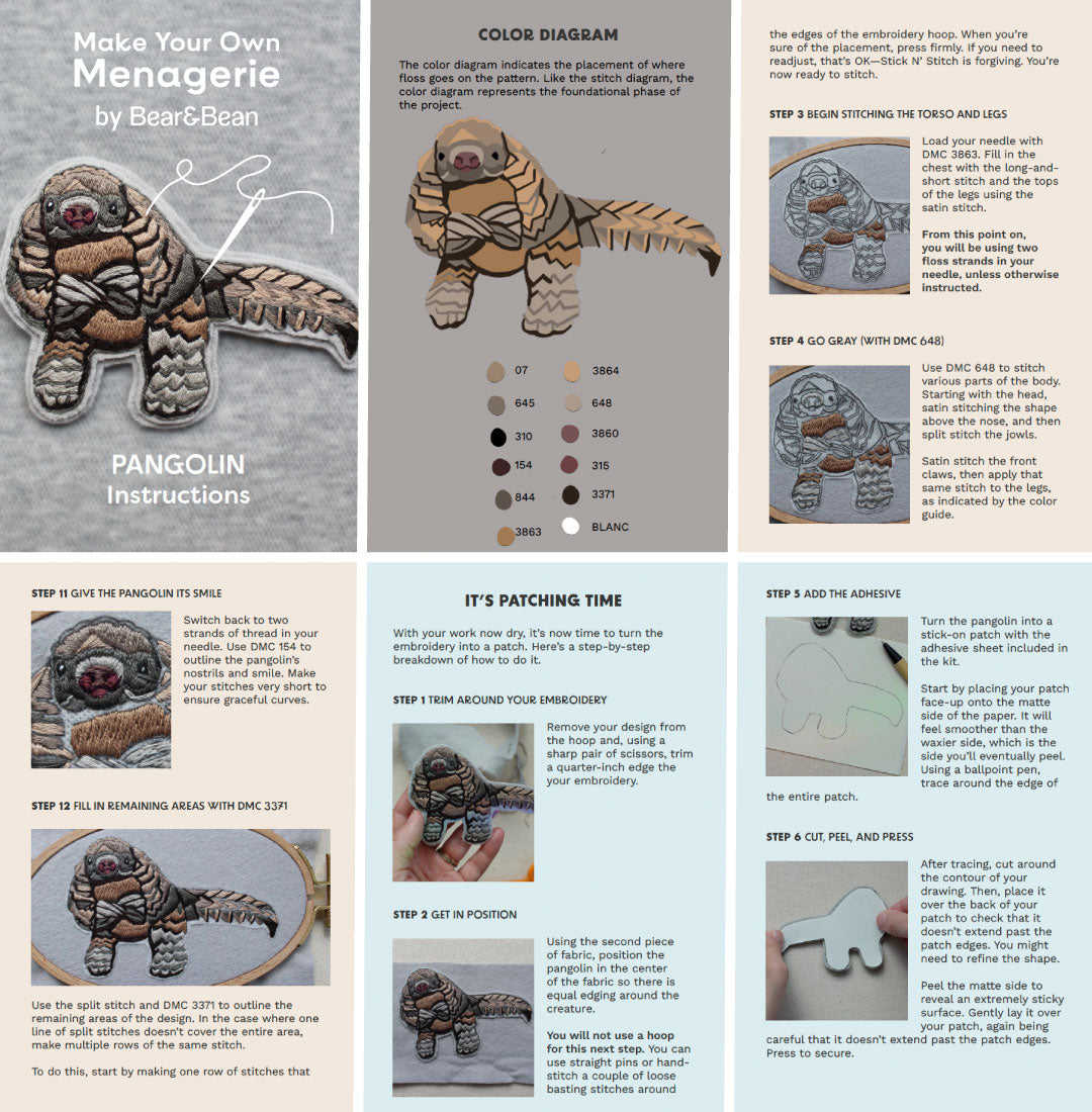 Pangolin Embroidered Patch Kit