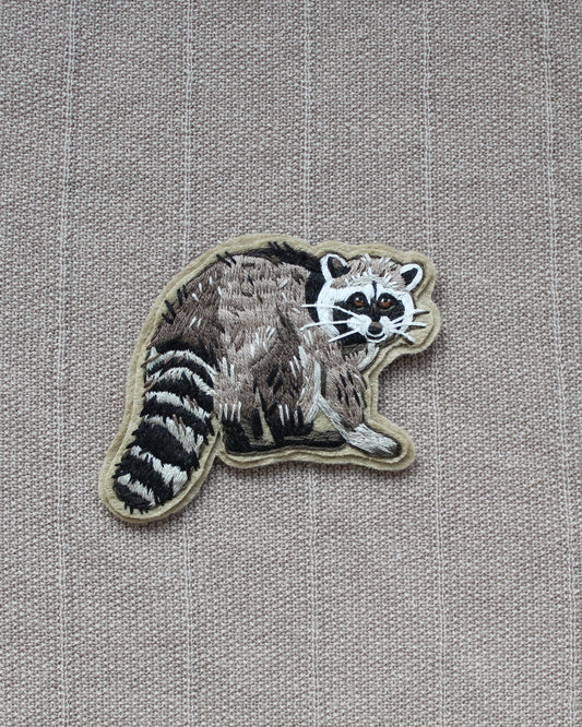 Raccoon Embroidered Patch Kit