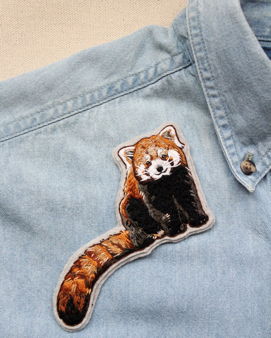 Red Panda Embroidered Patch Kit