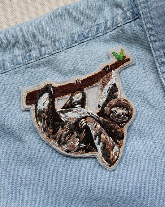 Sloth Embroidered Patch Kit