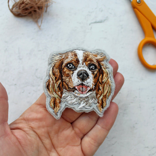 Custom Embroidered Pet Portrait Patch + Digital Drawing