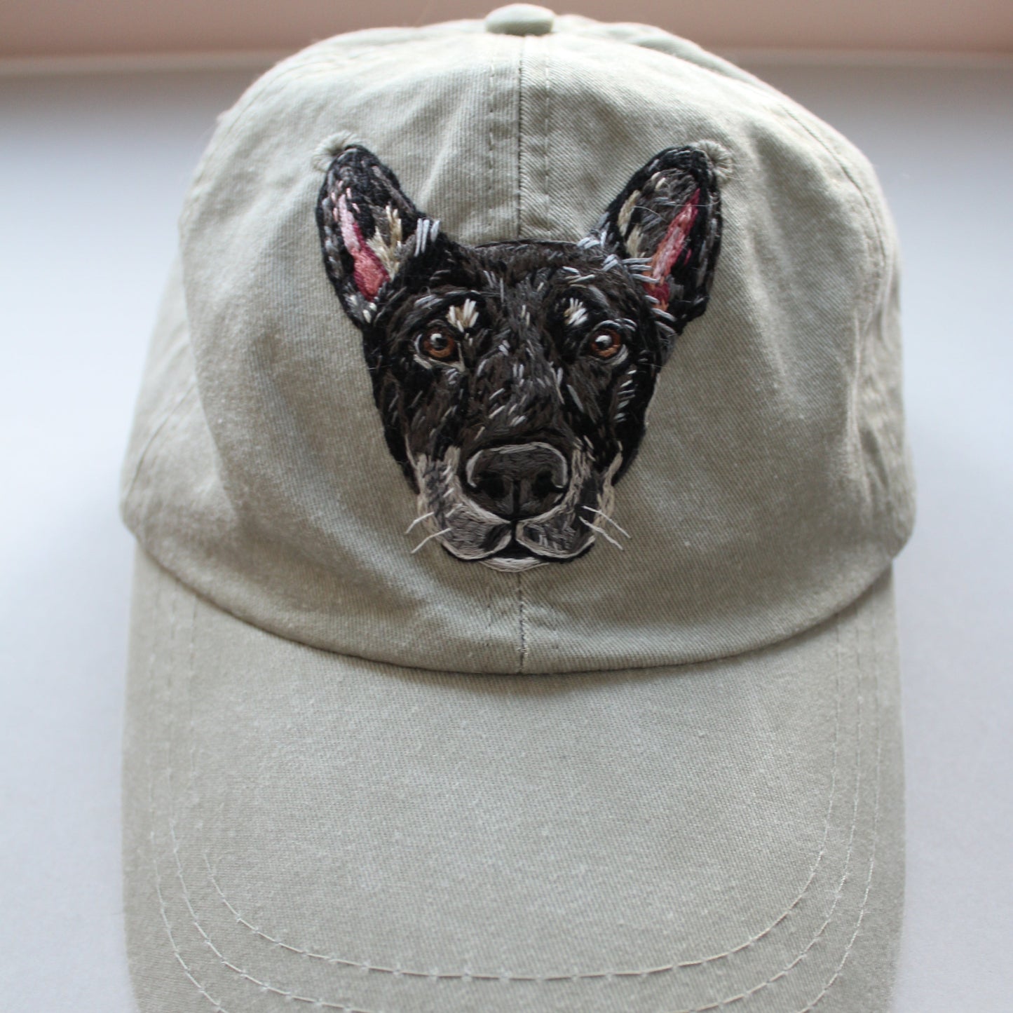 Dog embroidery on a hat